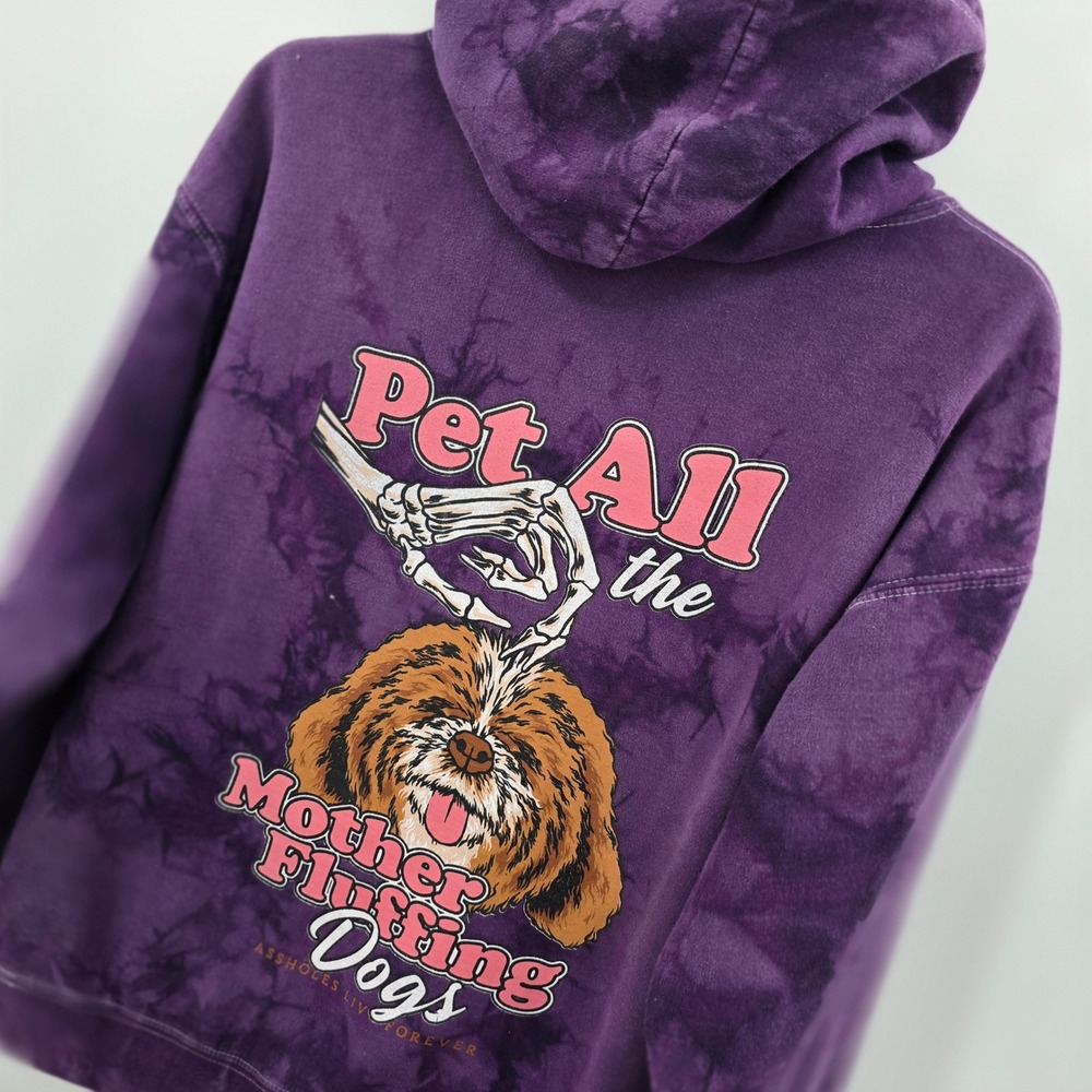 Assholes Live Forever Hoodie Womens M Pet All The Mother Fluffing Dogs Purple29